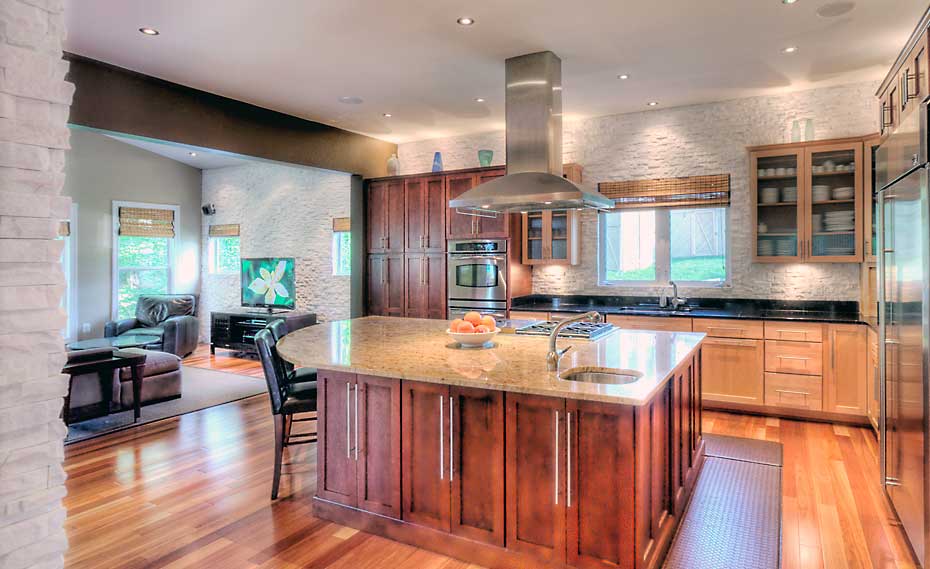 White Natural Stacked Stone Veneer Backplash in Kitchen in Alexandria Virginia